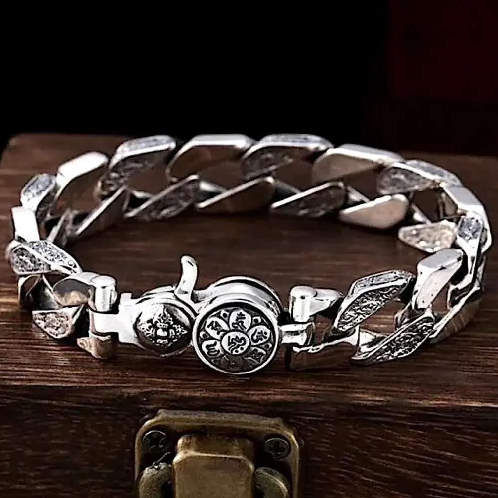 Stainless Steel Chain Link Bracelet, Mantra, Screwbar Curb Chain